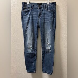 Judy Blue Relaxed Fit Jeans Distressed Stretch Denim Pockets Blue Women's 15/32